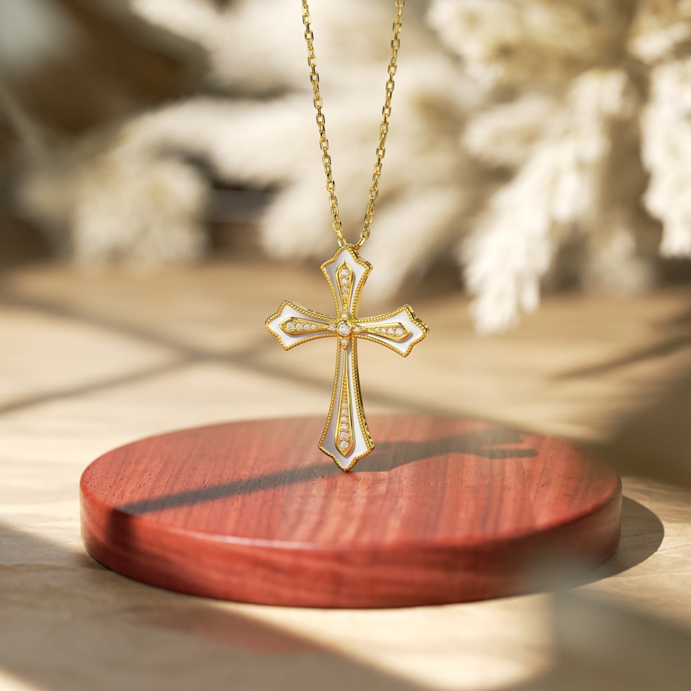 Enamel Cross Pendant Necklace Gift