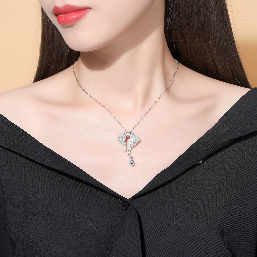 Bow Ribbon Pendant Necklace Women Sterling Silver Jewelry - Pendant Necklace - Taanaa Jewelry