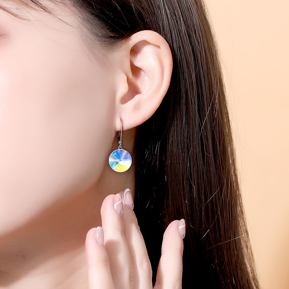 Classic Round Crystal Drop Earrings - Dangle earrings - Taanaa Jewelry