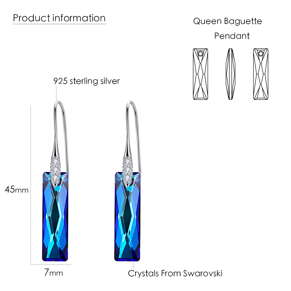 Queen Baguette Crystal Drop Earrings - Dangle earrings - Taanaa Jewelry