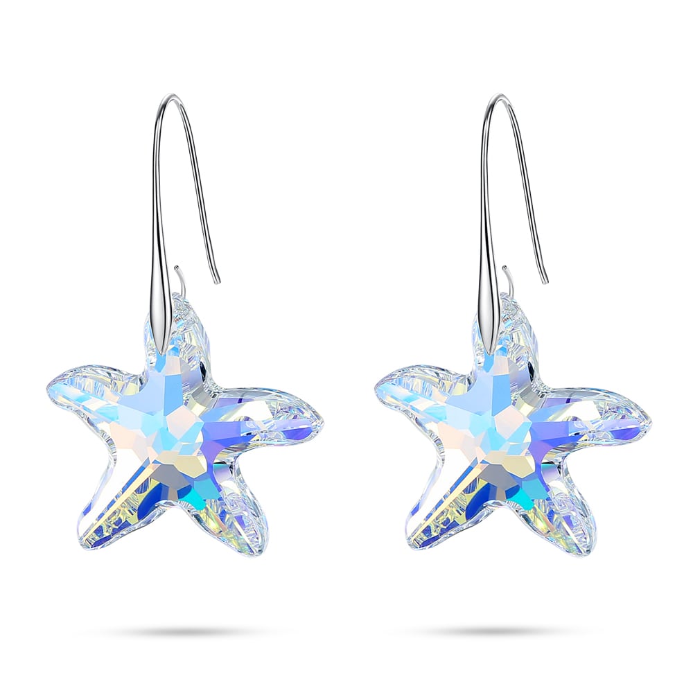 Big Starfish Crystal Drop Earrings Women Jewelry