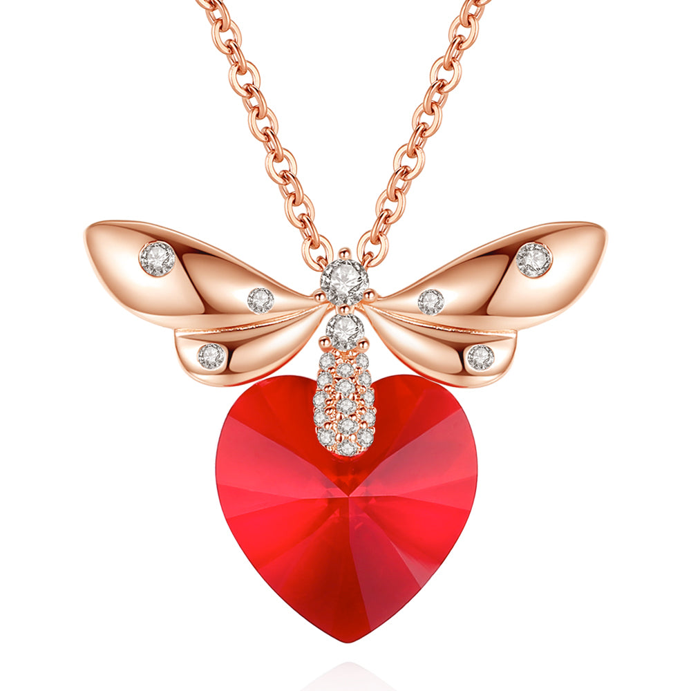 Butterfly & Heart Crystal Pendant Necklace For Women Jewelry - Pendant Necklace - Taanaa Jewelry