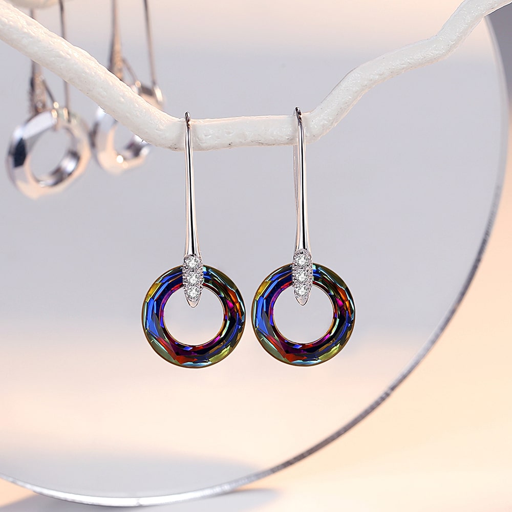 Volcano Cosmic Crystal Sterling Silver Drop Earrings Jewelry - Dangle earrings - Taanaa Jewelry