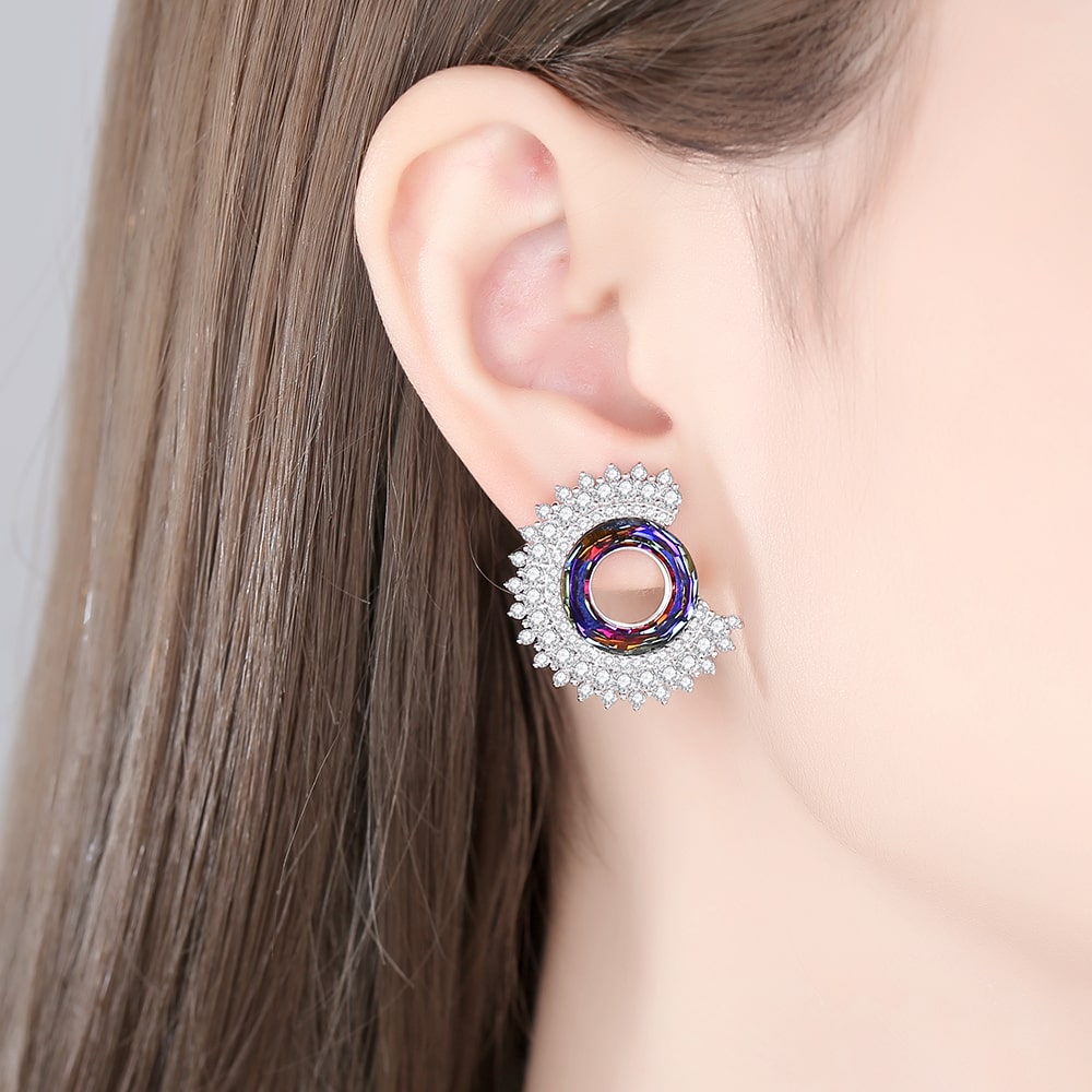 New Fashion Swarovski Volcano Crystal Stud Earrings Women Jewelry Gift - Taanaa Jewelry