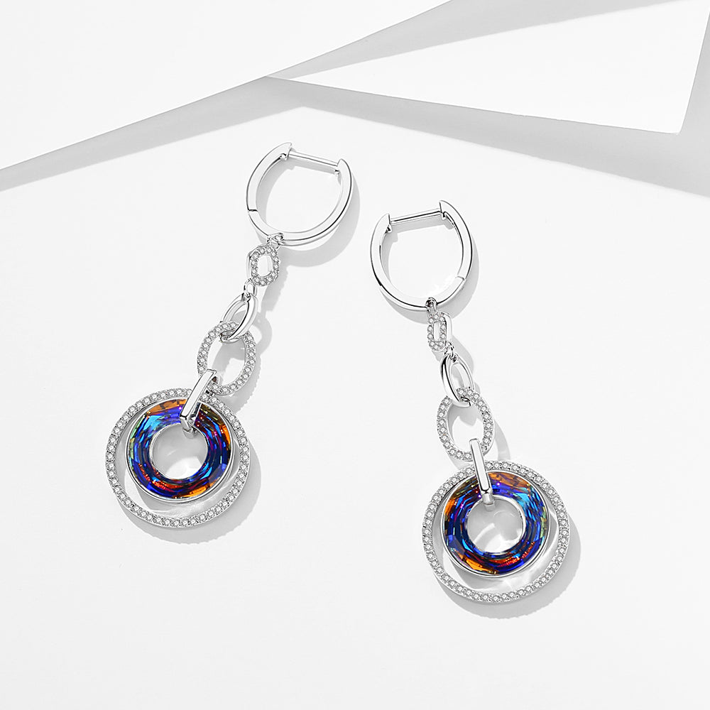 Silver Enlightening Donuts Crystal Drop Earrings Women Jewelry - V2 - Dangle earrings - Taanaa Jewelry