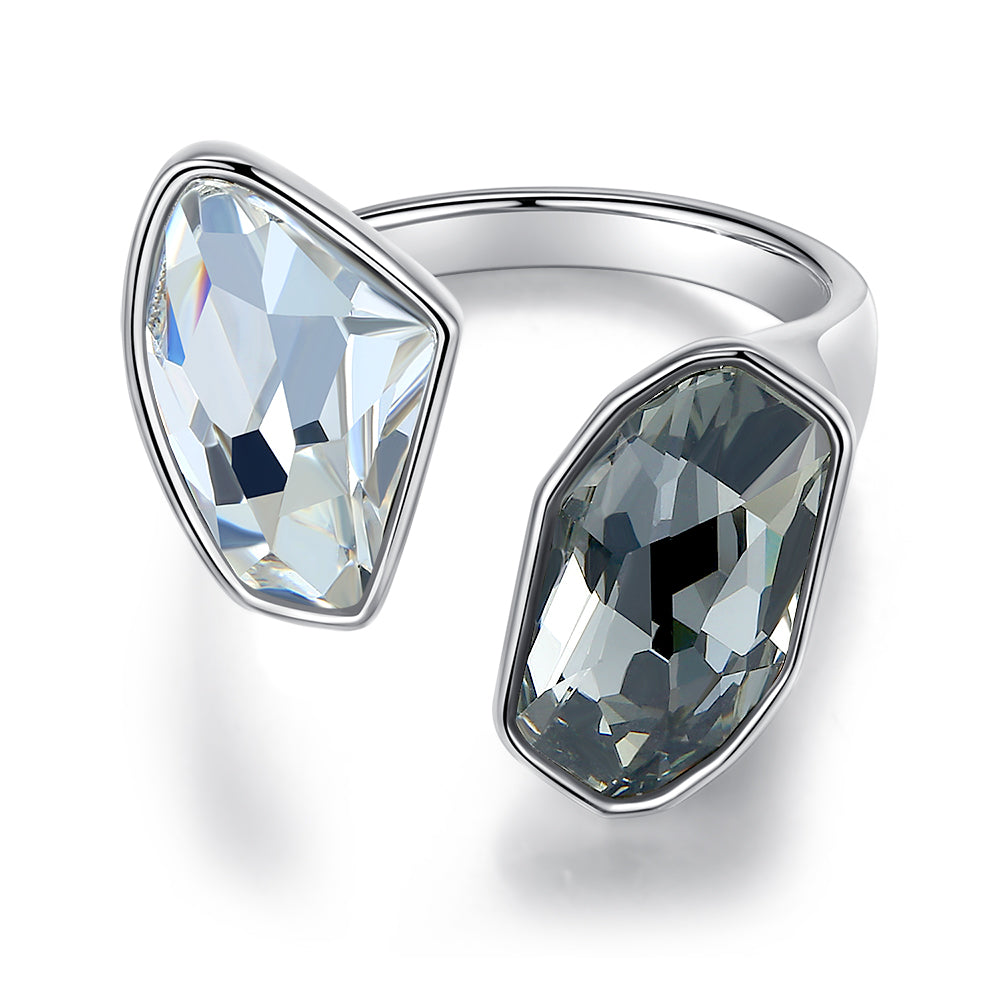 White & Black Diamond Element Elegant Crystal Rings - Rings - Taanaa Jewelry
