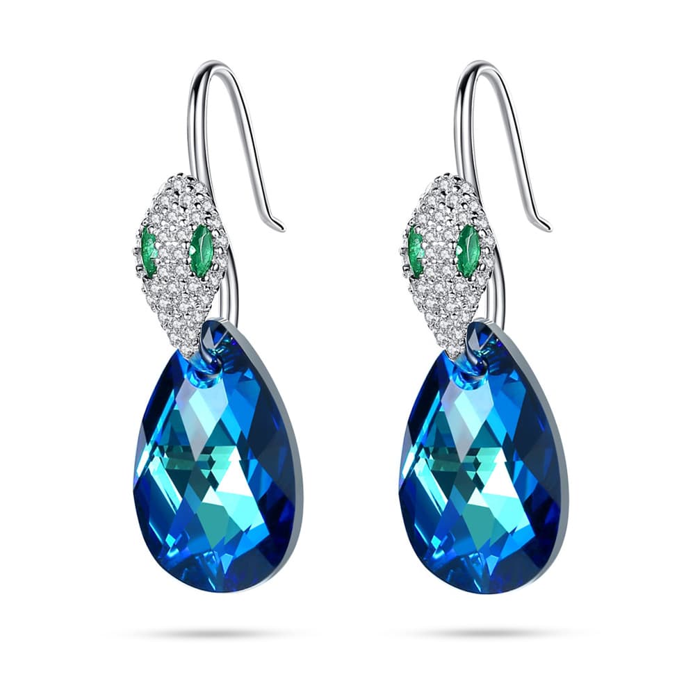 Snake & Pear-shaped Crystal Earrings Jewelry