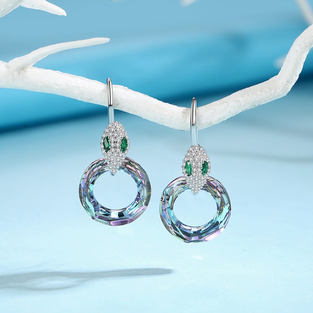 Snake & Crystal Earrings Women Jewelry