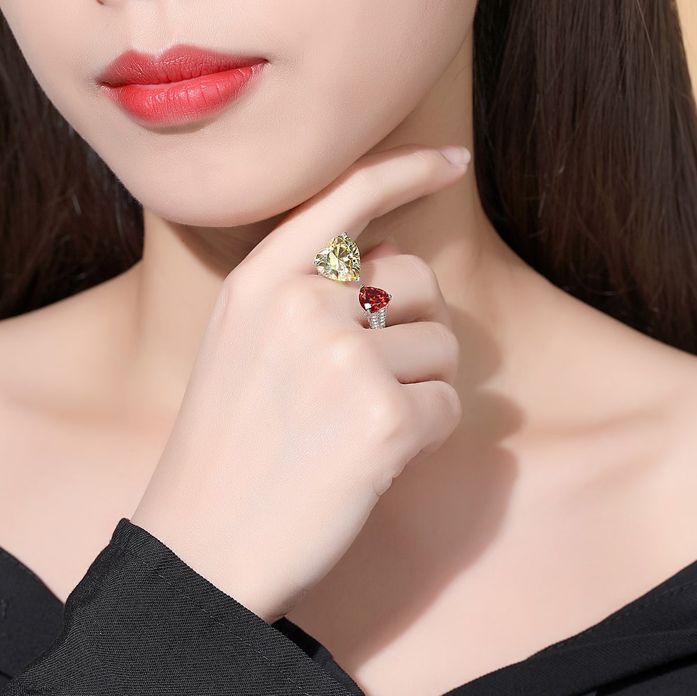 Luxurious Double Heart Sterling Silver Rings Women Jewelry - Rings - Taanaa Jewelry