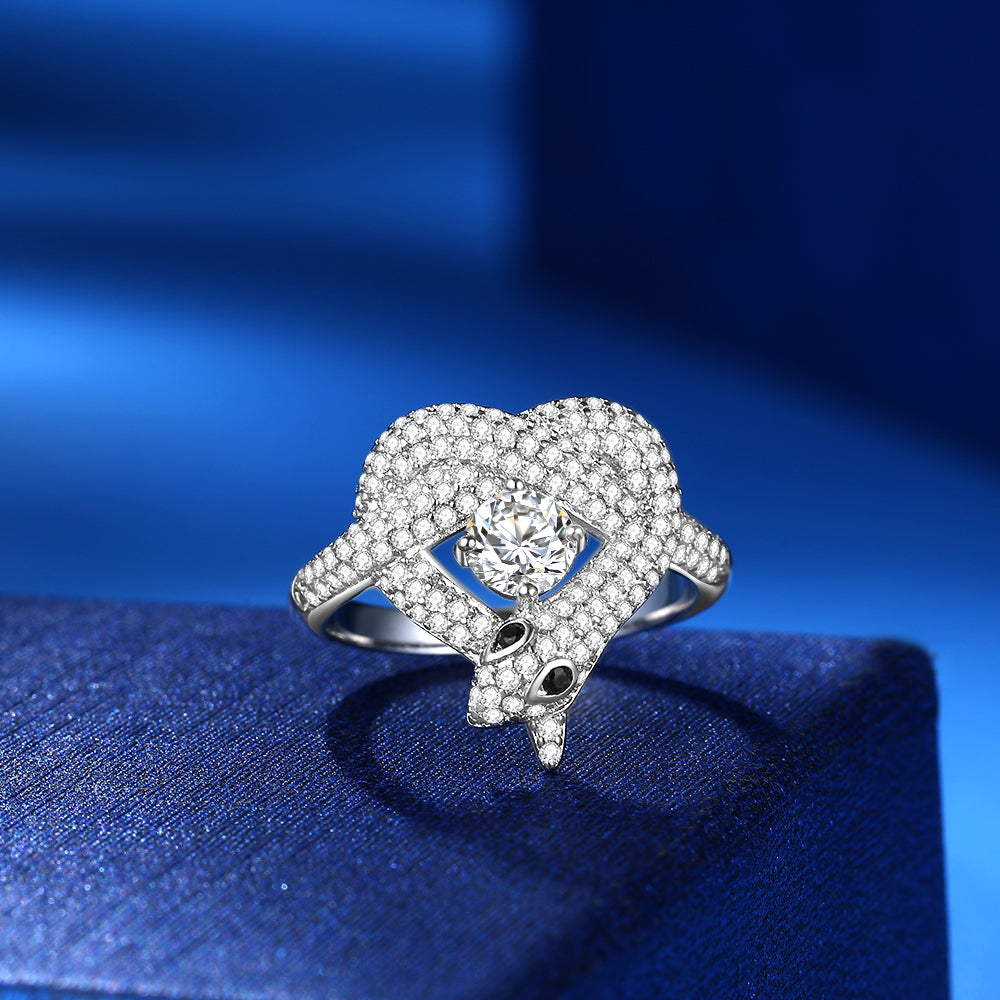 Ladies Fashion Heart Shaped Silver Ring - Dharmik Jewels