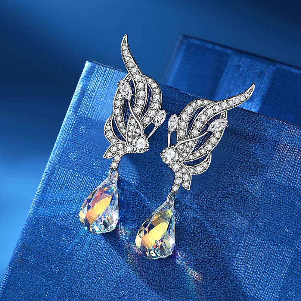 Butterfly & Helix Crystals Drop Earrings Women Jewelry - Dangle earrings - Taanaa Jewelry