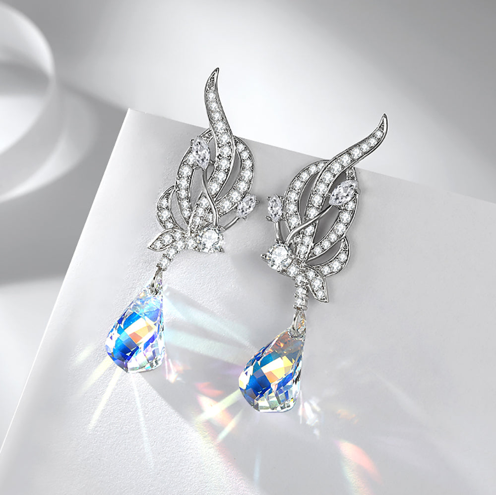 Butterfly & Helix Crystals Drop Earrings Women Jewelry - Dangle earrings - Taanaa Jewelry
