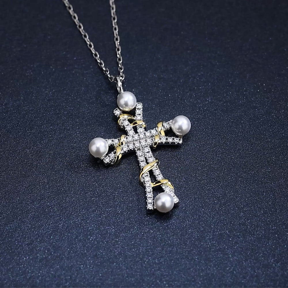 Pearl Cross Necklace Gift