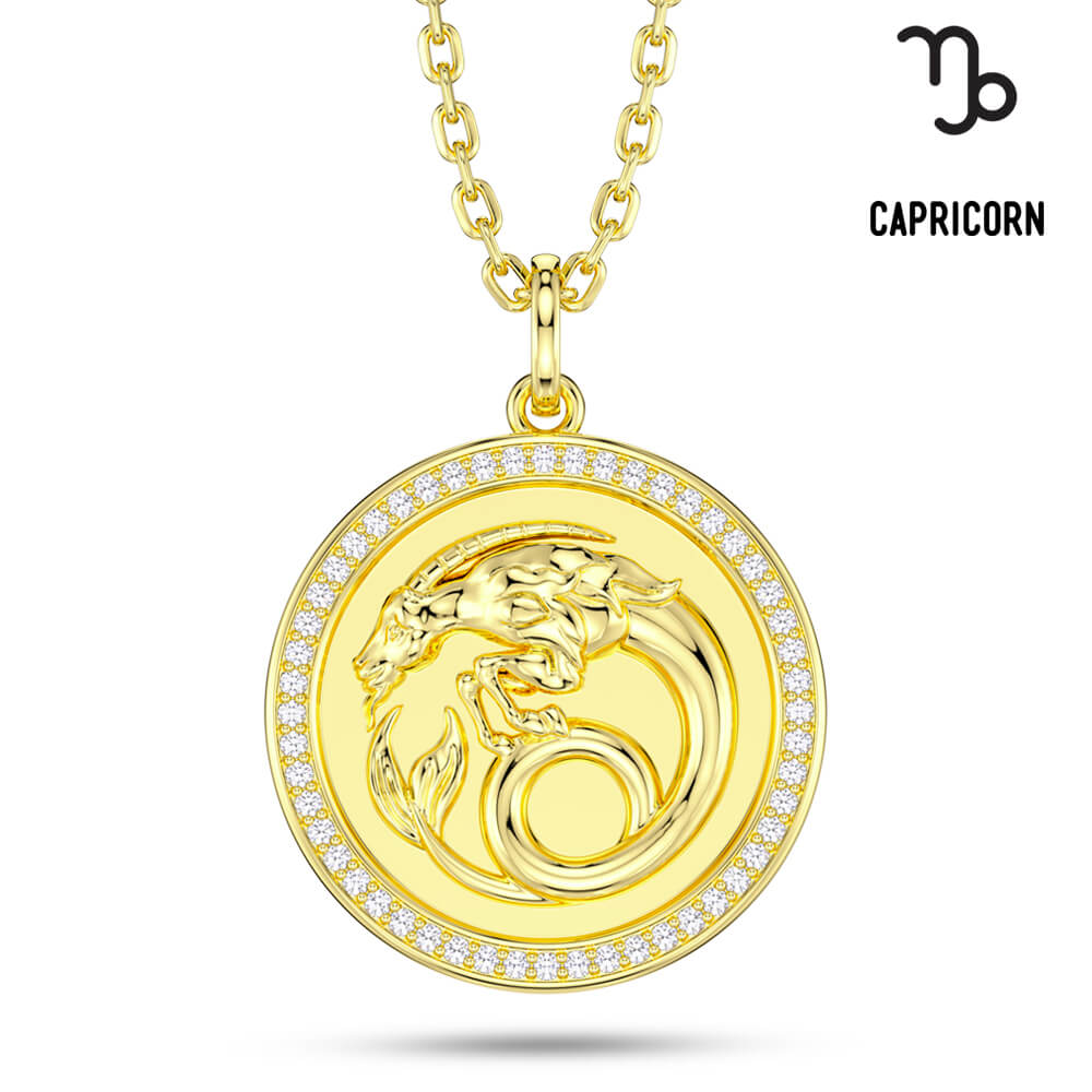 New Fashion Round Capricorn Pendant Necklace Sterling silver Jewelry-Taanaa Jewelry