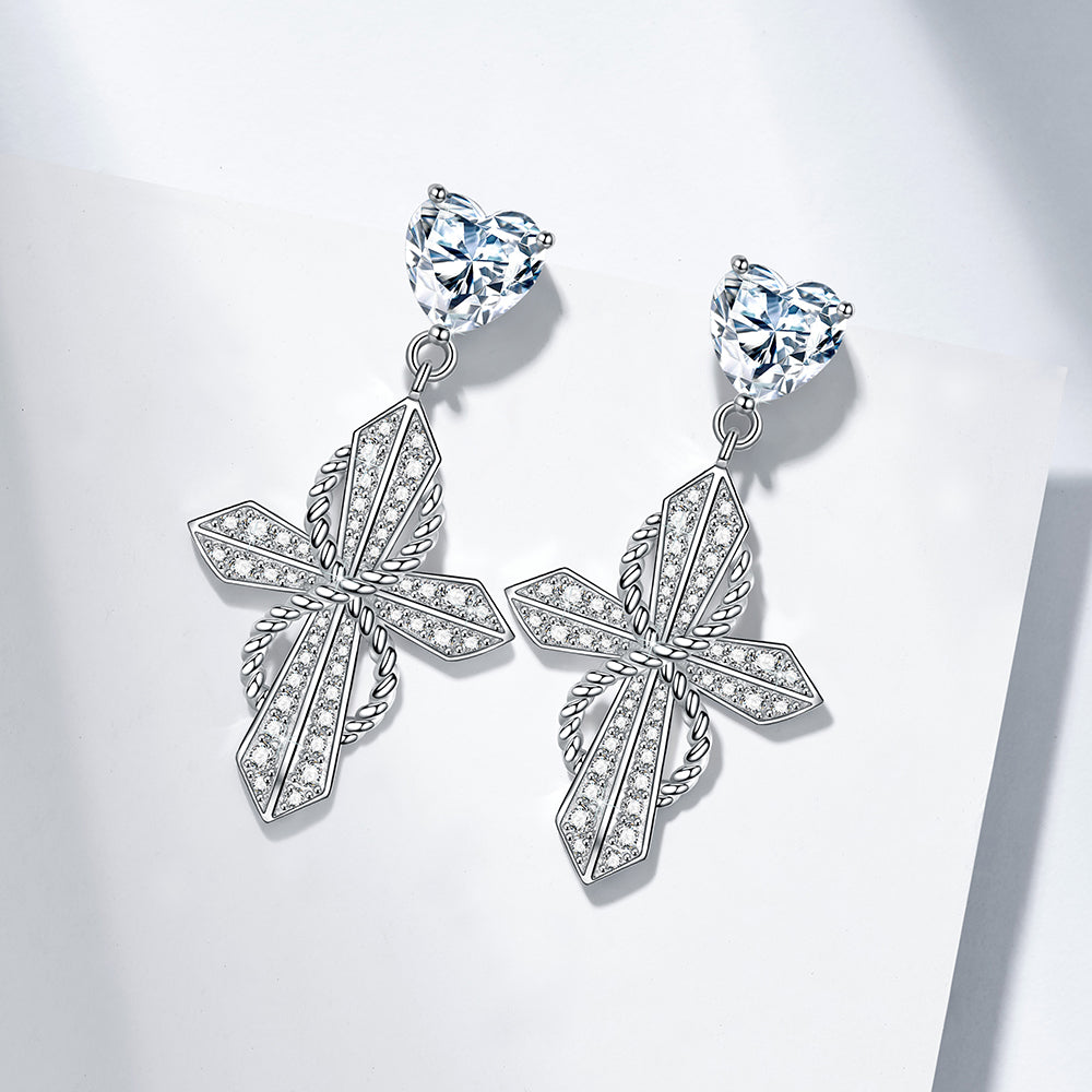 Heart Stone Cross Drop Earrings For Women Jewelry - Dangle earrings - Taanaa Jewelry