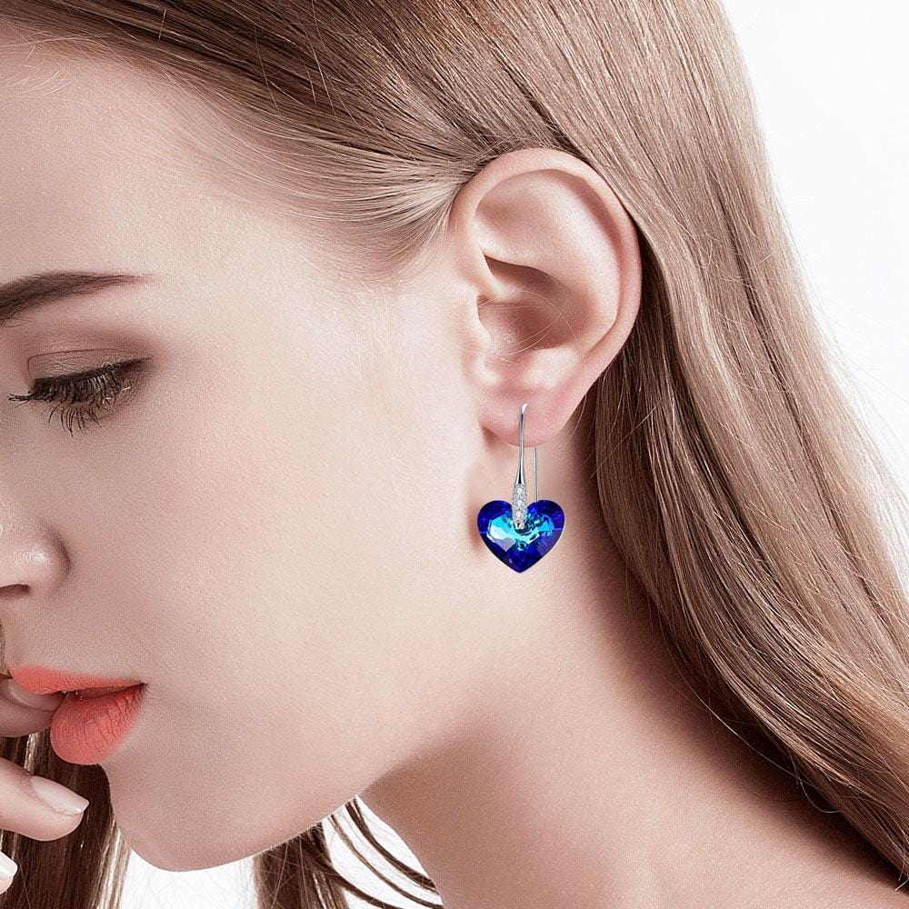 "Endless Love" Bermuda Blue Heart Drop Earrings Jewelry - Dangle earrings - Taanaa Jewelry