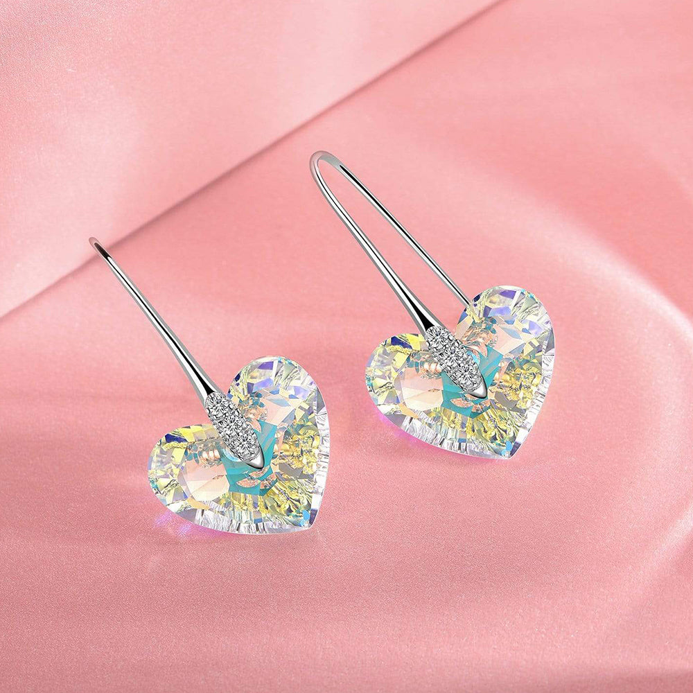 Crystal Pave Ombre Heart Dangling Silver Earring – Annie and Sisters
