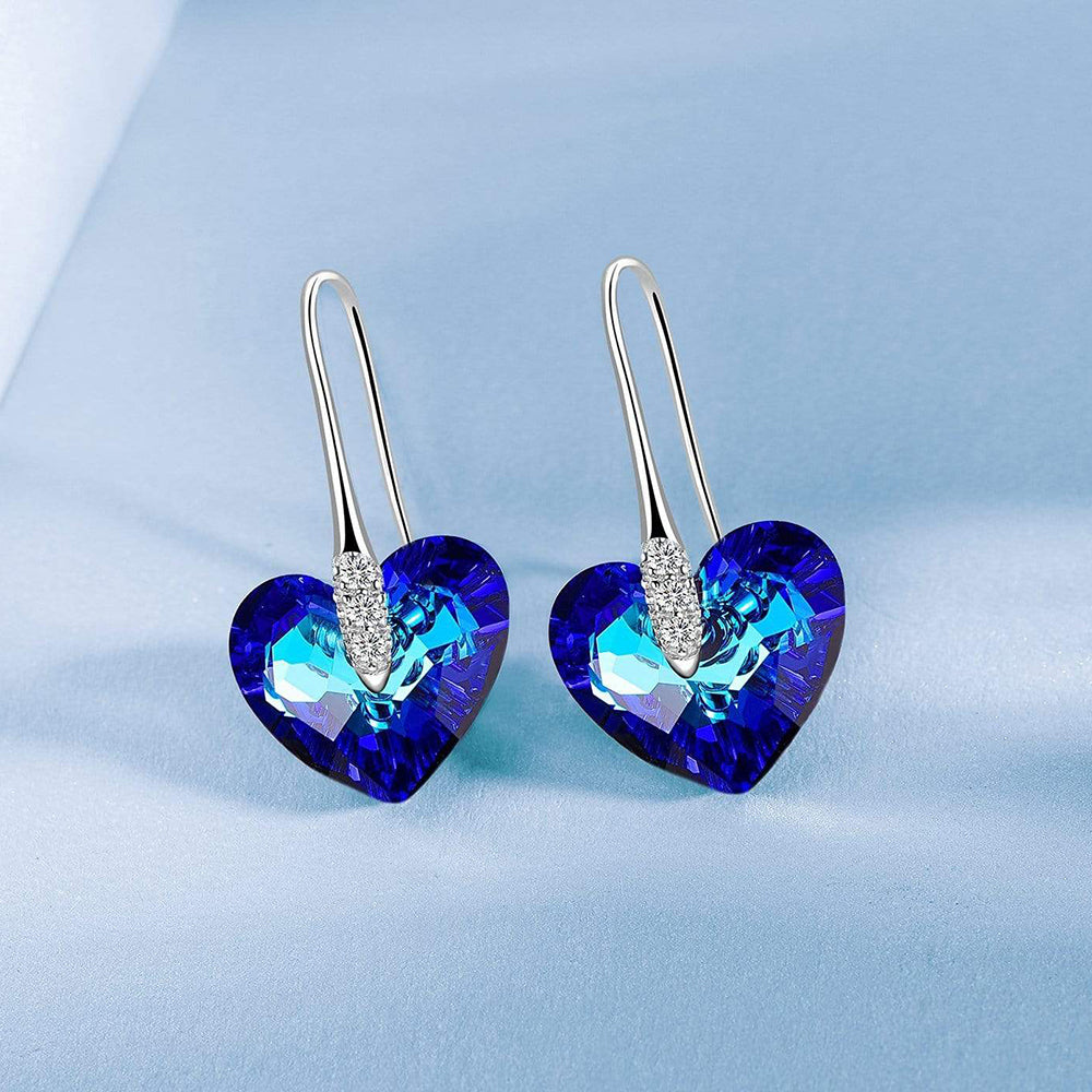 "Endless Love" Bermuda Blue Heart Drop Earrings Jewelry - Dangle earrings - Taanaa Jewelry