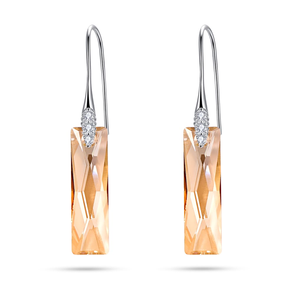 Fashion Swarovski Queen Baguette Crystal Drop Earrings Women Jewelry - Taanaa Jewelry