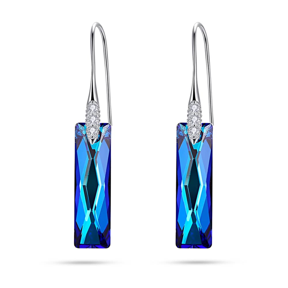 Fashion Swarovski Queen Baguette Crystal Drop Earrings Women Jewelry - Taanaa Jewelry
