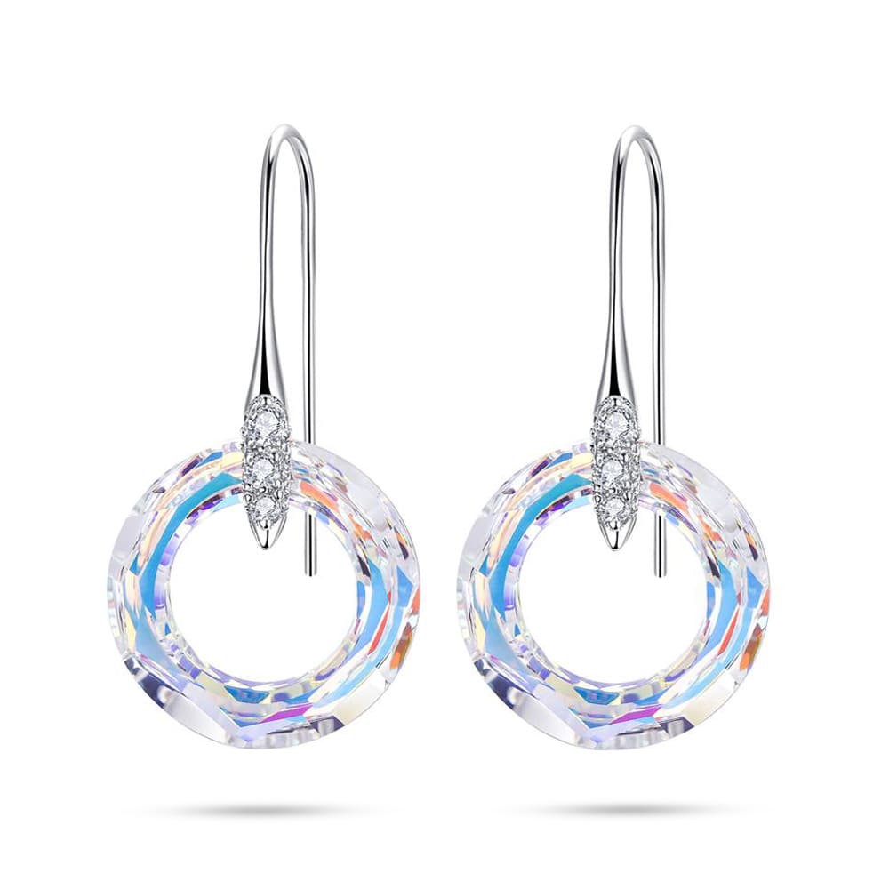 Big Round Swarovski Crystal Drop Earrings Women - Taanaa Jewelry