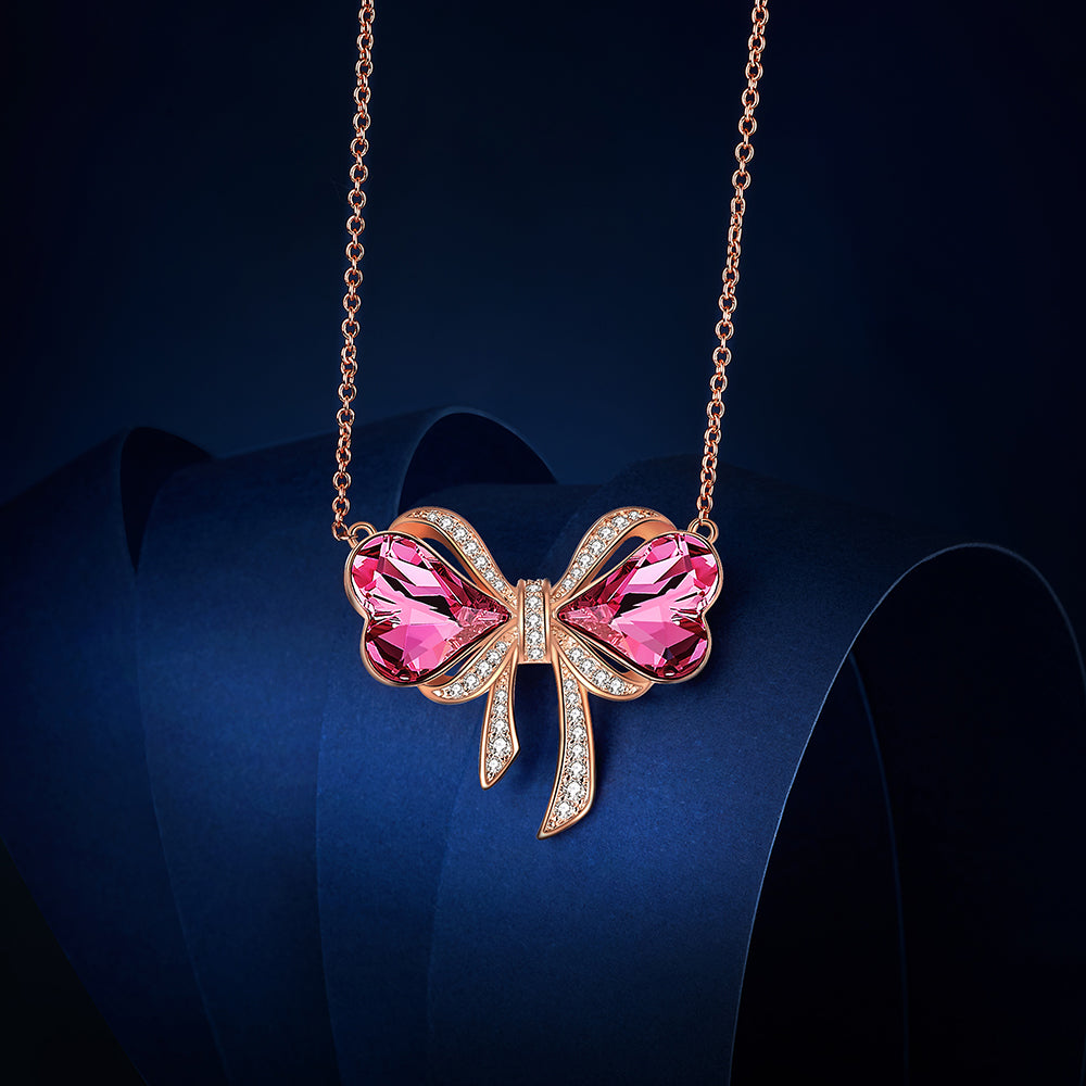Swarovski bow deals tie necklace