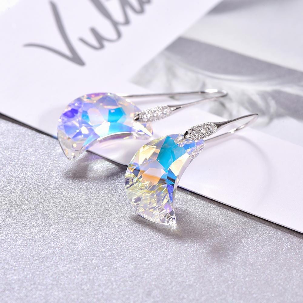 Moon Crystal Sterling Silver Drop Earrings For Women Jewelry - Dangle earrings - Taanaa Jewelry