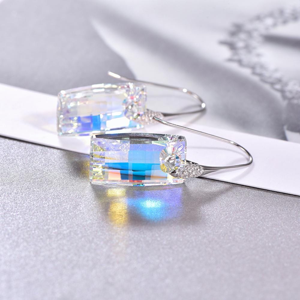 Bermuda Blue Urban Crystal Sterling silver Drop Earrings Jewelry - Dangle earrings - Taanaa Jewelry
