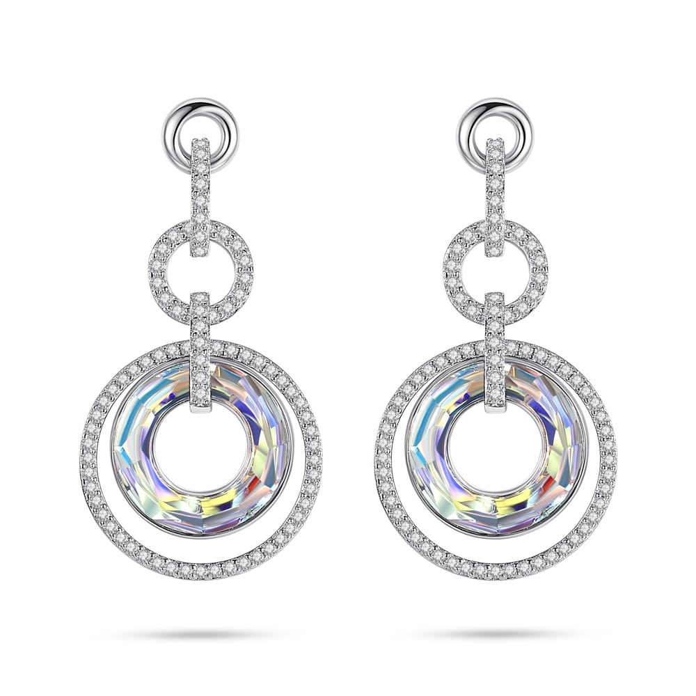 Silver Donuts Drop Earrings Women Jewelry