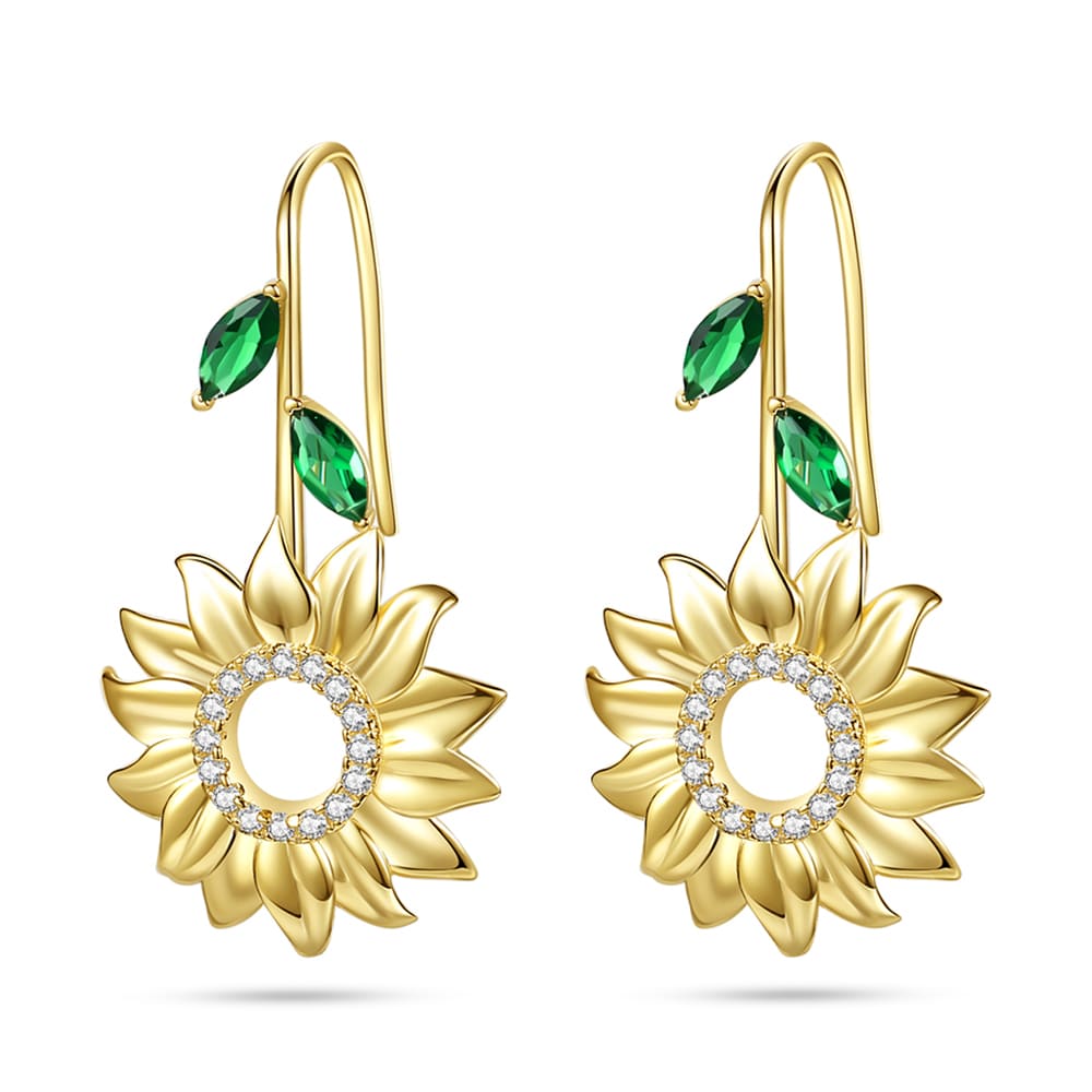 Gold Sunflower Drop Earrings For Women