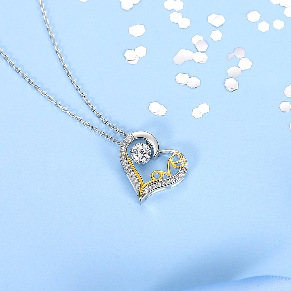 Dancing Stone Love Heart Pendant Necklace - Pendant Necklace - Taanaa Jewelry