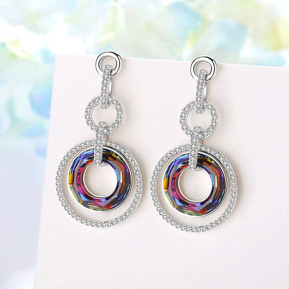 Silver Enlightening Donuts Drop Earrings For Women Jewelry - Dangle earrings - Taanaa Jewelry