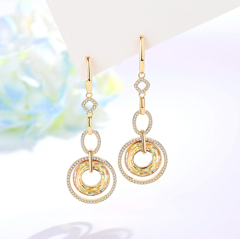 Gold Enlightening Donuts Crystal Drop Earrings Women Jewelry - V2 - Dangle earrings - Taanaa Jewelry