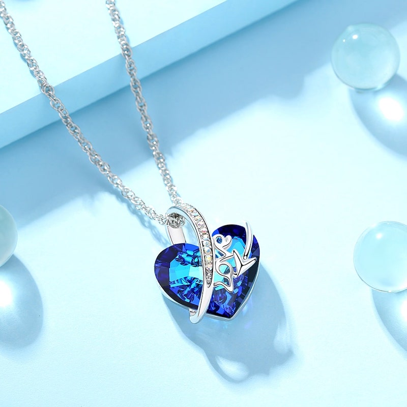 Bermuda Blue Heart Crystal Love Necklace Women Jewelry - Pendant Necklace - Taanaa Jewelry