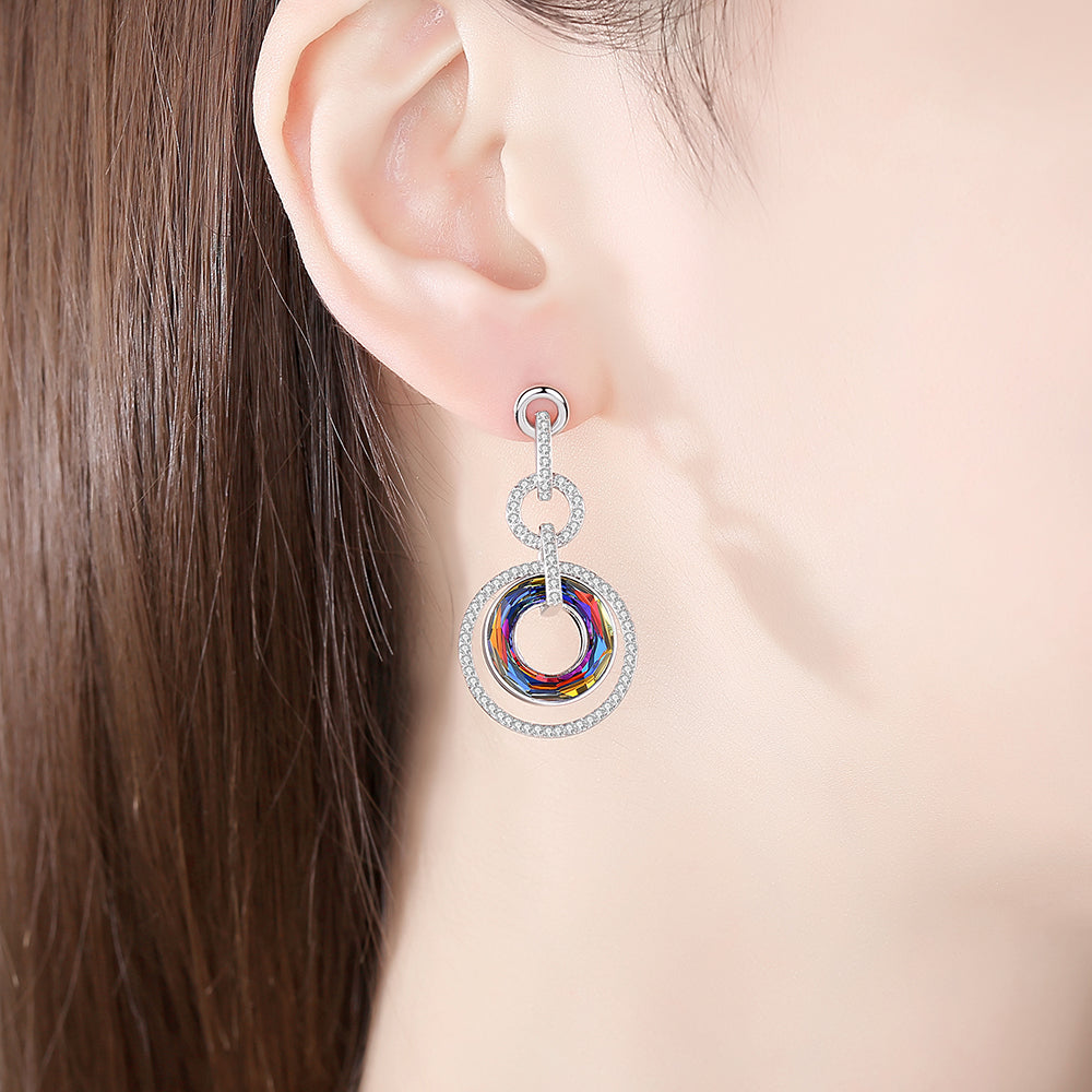 Silver Enlightening Donuts Drop Earrings For Women Jewelry - Dangle earrings - Taanaa Jewelry
