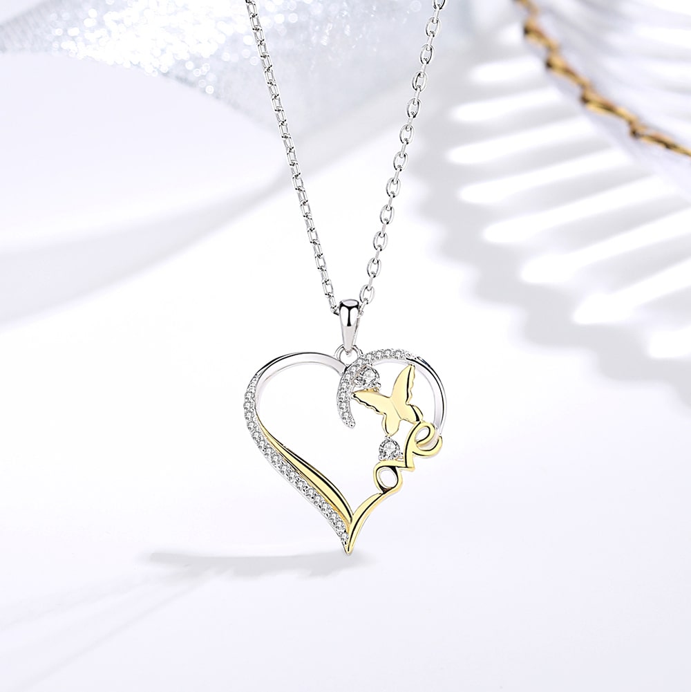 Butterfly Love Heart Necklace Jewelry - Pendant Necklace - Taanaa Jewelry