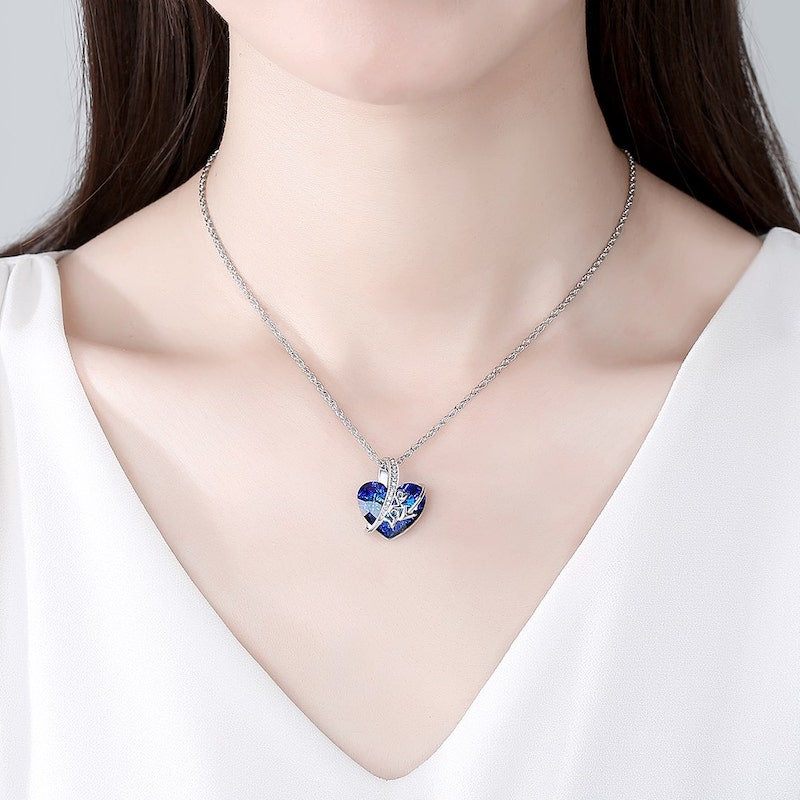 Bermuda Blue Heart Crystal Love Necklace Women Jewelry - Pendant Necklace - Taanaa Jewelry