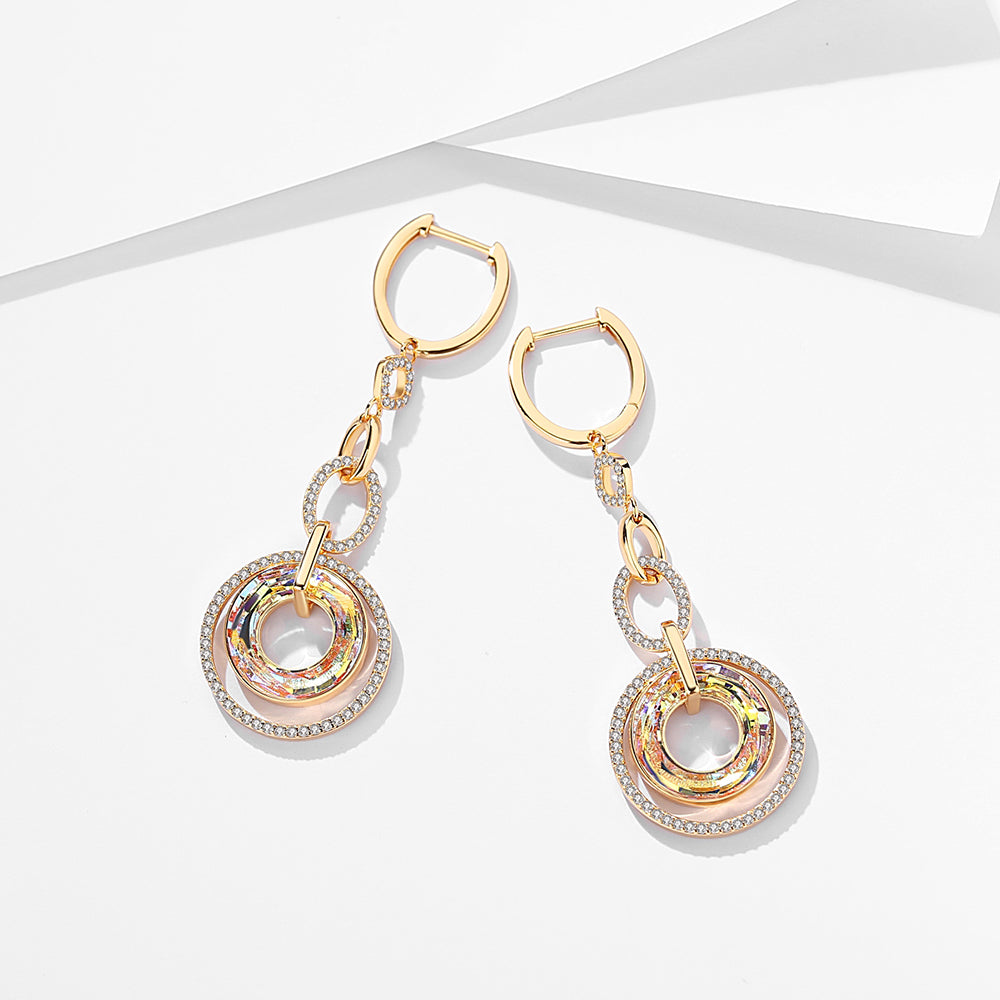 Gold Enlightening Donuts Crystal Drop Earrings Women Jewelry - V2 - Dangle earrings - Taanaa Jewelry