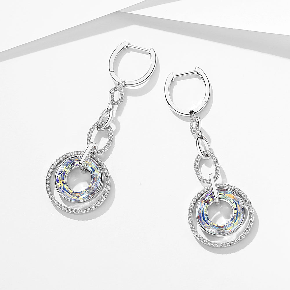 Silver Enlightening Donuts Crystal Drop Earrings Women Jewelry - V2 - Dangle earrings - Taanaa Jewelry