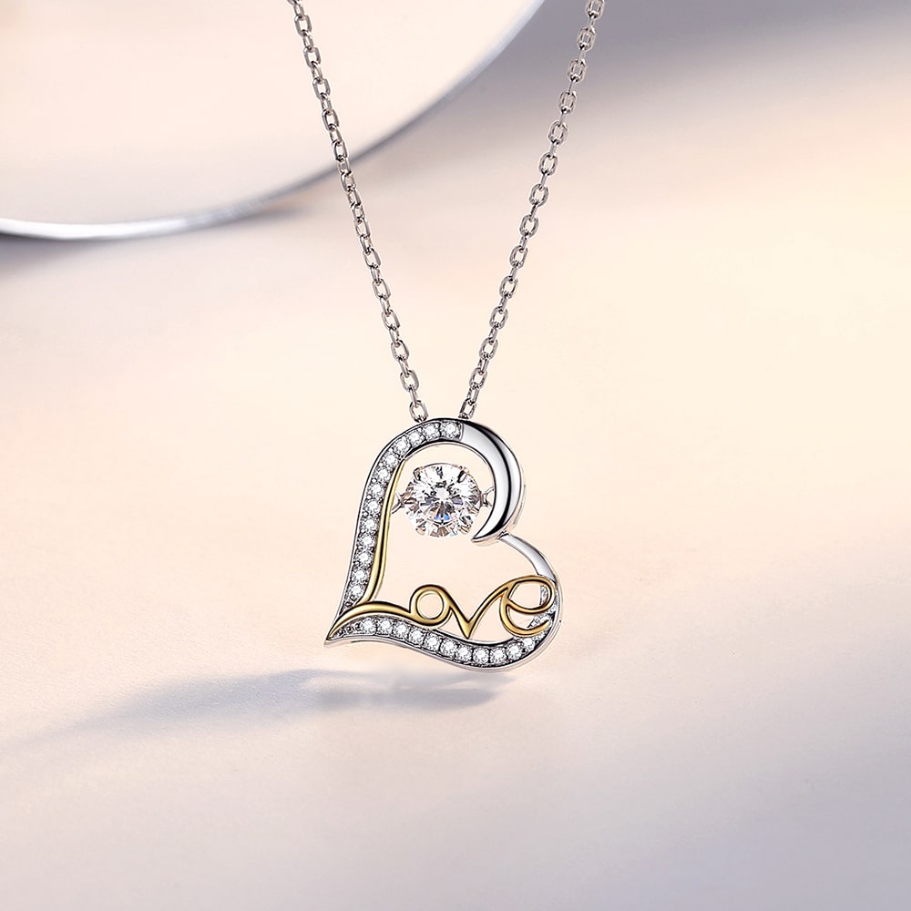 Dancing Stone Love Heart Pendant Necklace - Pendant Necklace - Taanaa Jewelry