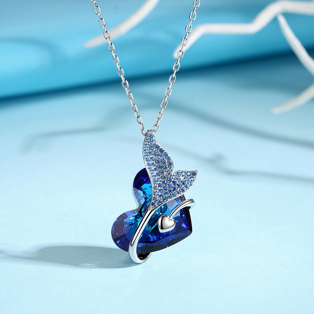 Mermaid Heart Crystal Necklace - Pendant Necklace - Taanaa Jewelry