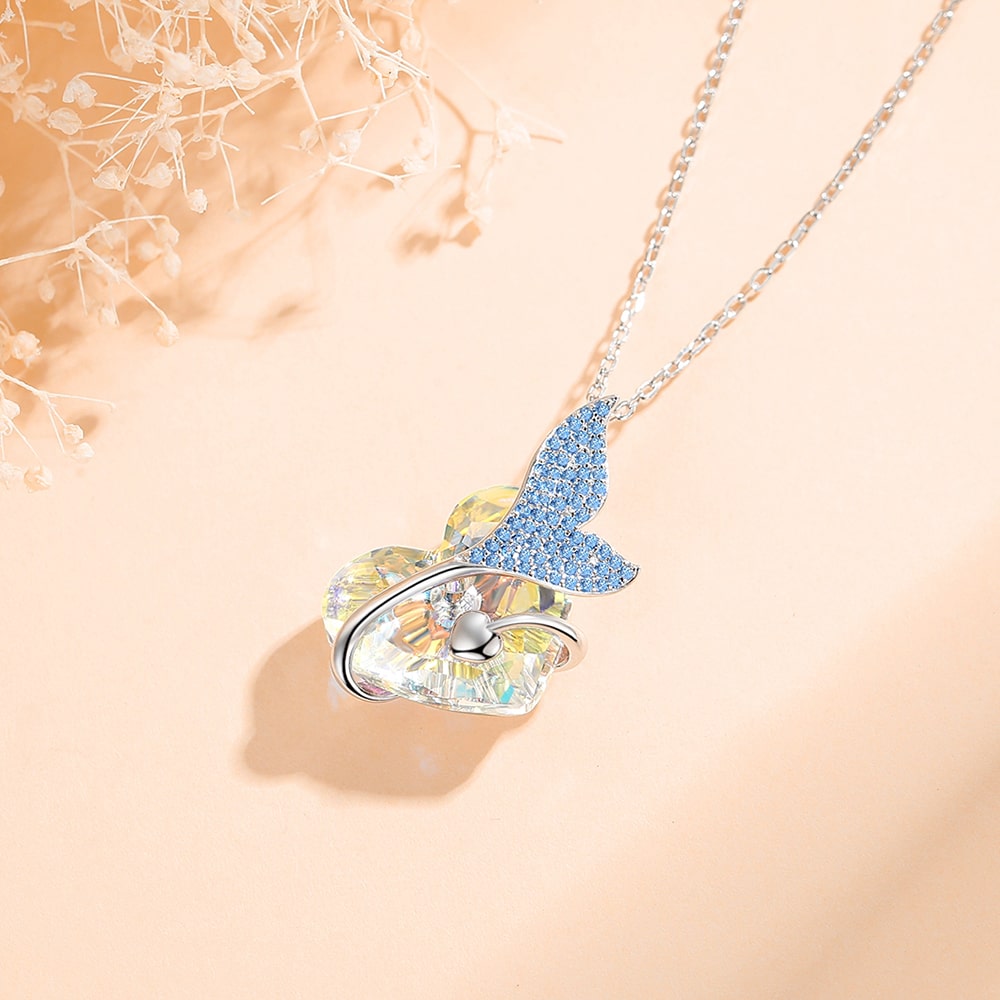 Mermaid Heart Crystal Necklace - Pendant Necklace - Taanaa Jewelry