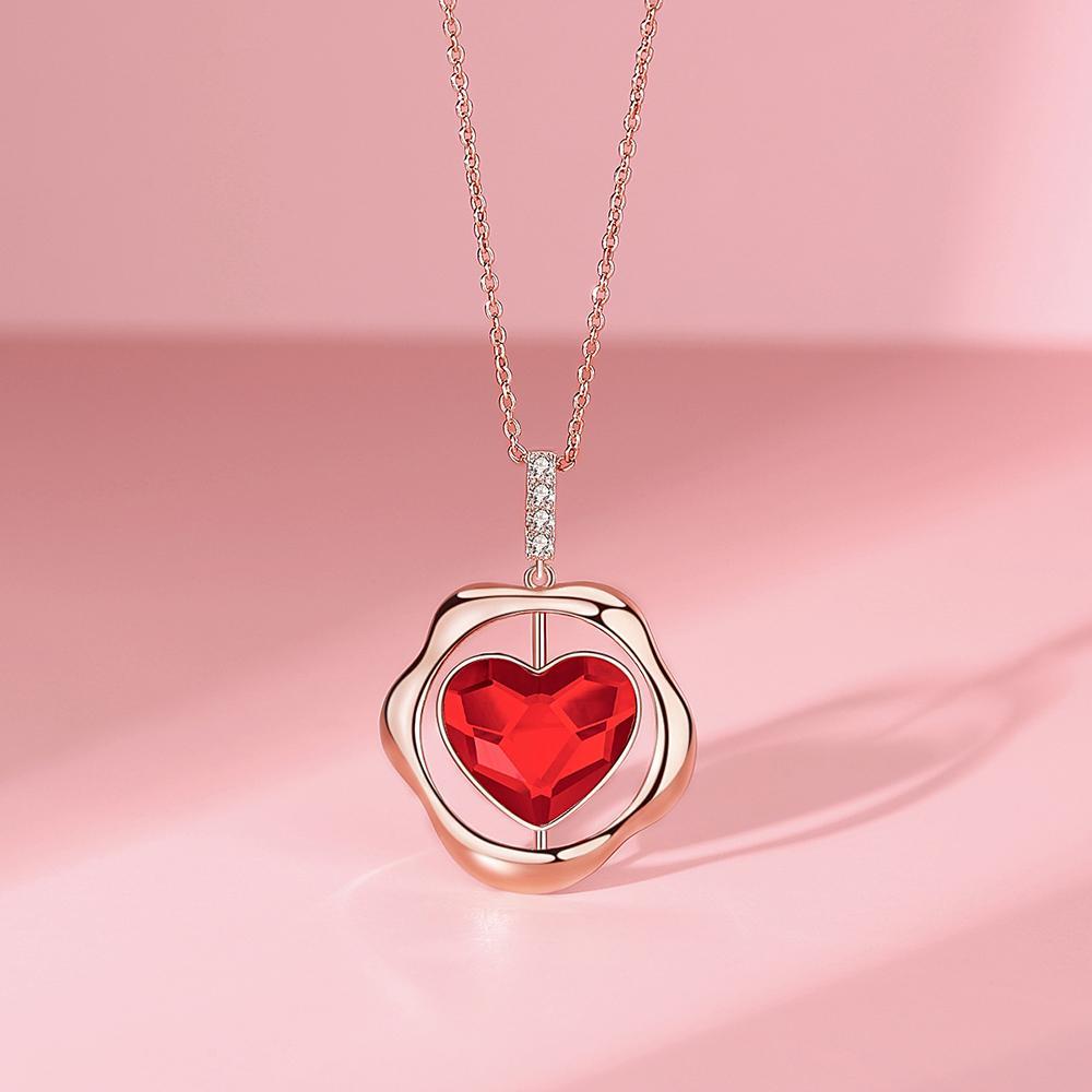 Fashion Swarovski Red Heart Crystal Pendant Necklace Women Jewelry