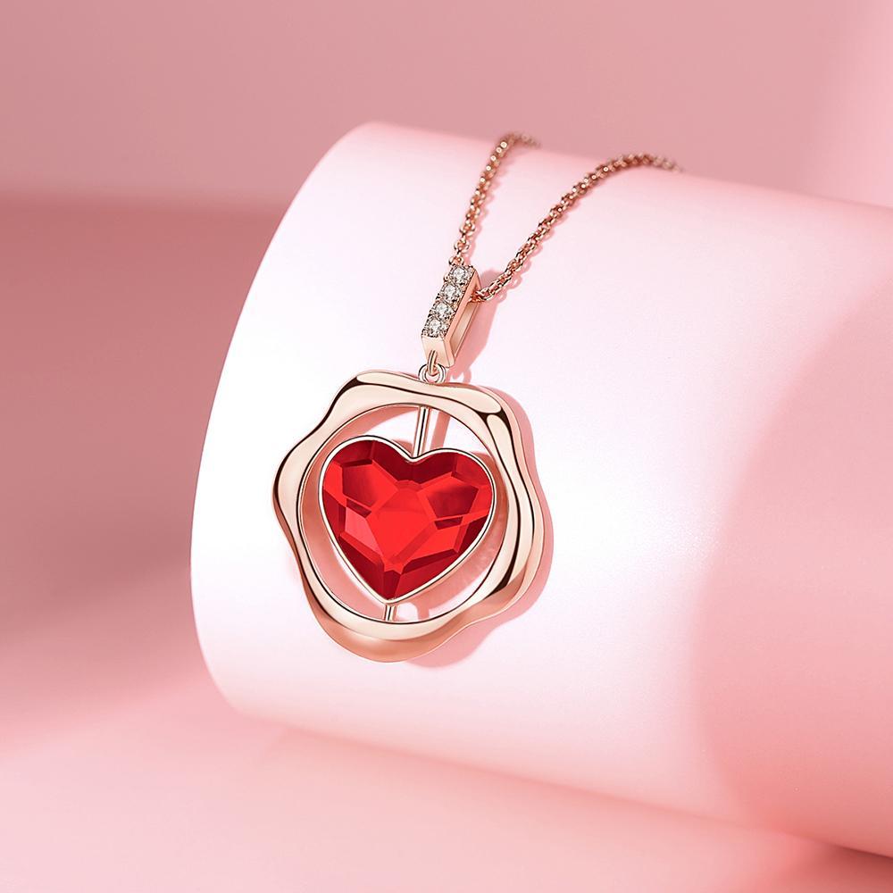 Red Heart Crystal Pendant Necklace Women Jewelry - Pendant Necklace - Taanaa Jewelry