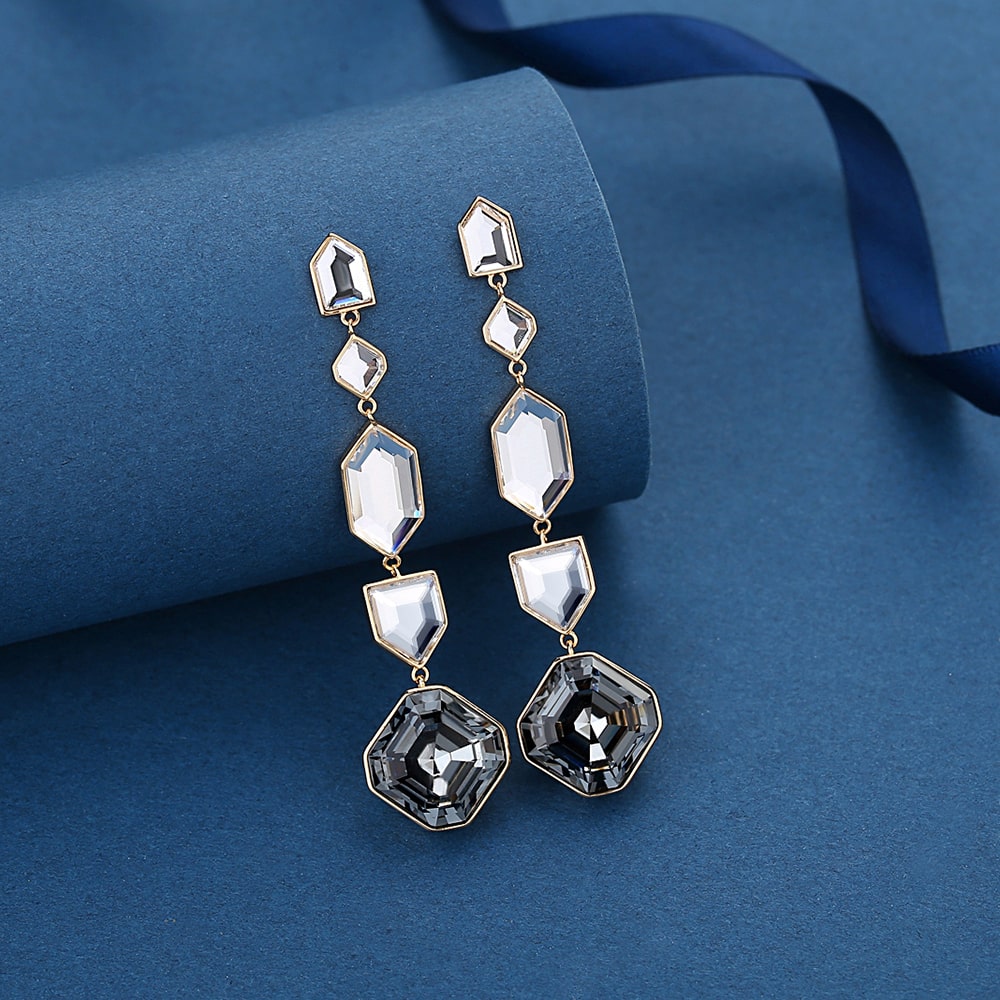 ’Black Hole‘Square Crystal Drop Earrings For Women Jewelry - Dangle earrings - Taanaa Jewelry