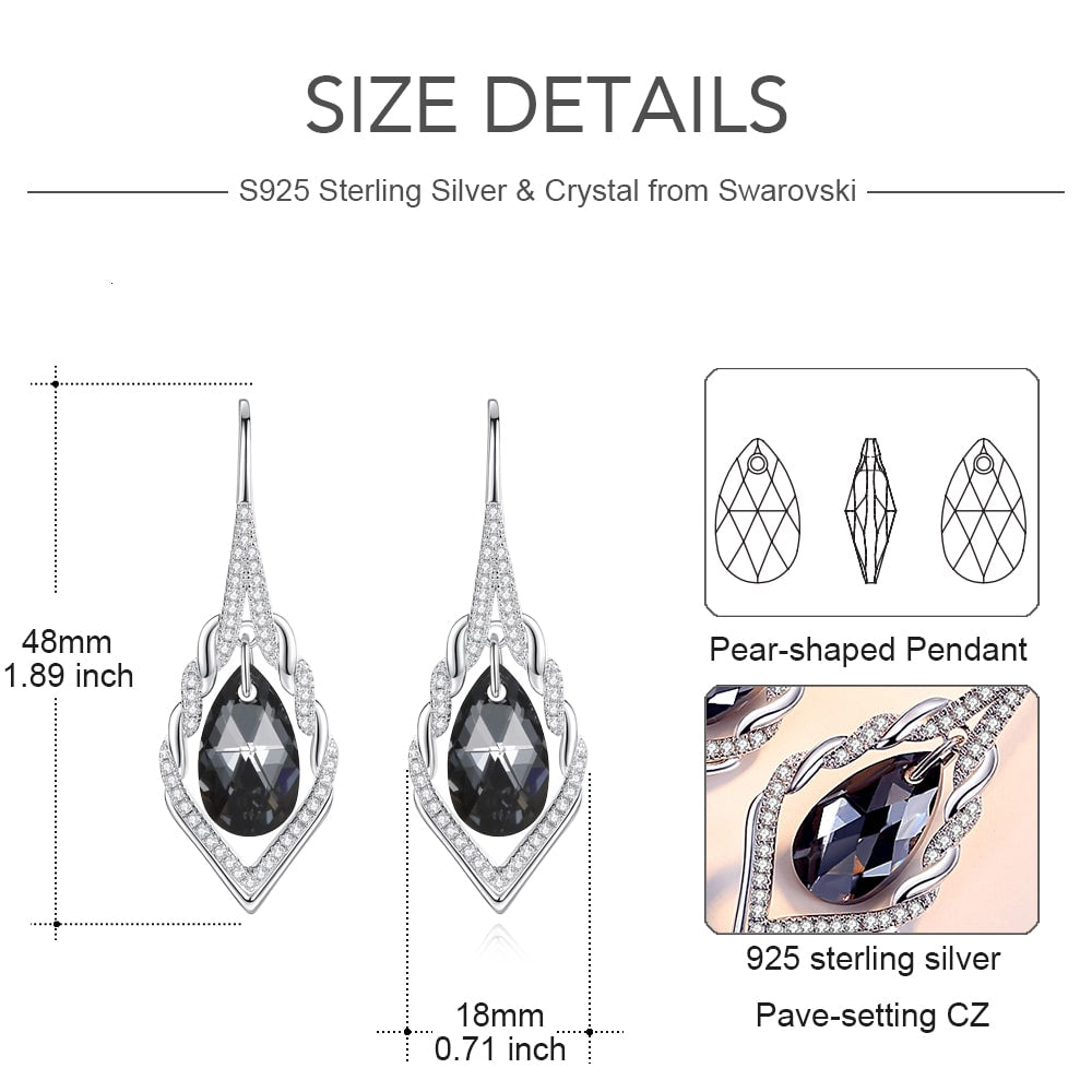 Classic Pear-shaped Sterling Silver Drop Earrings For Women Jewelry - Dangle earrings - Taanaa Jewelry