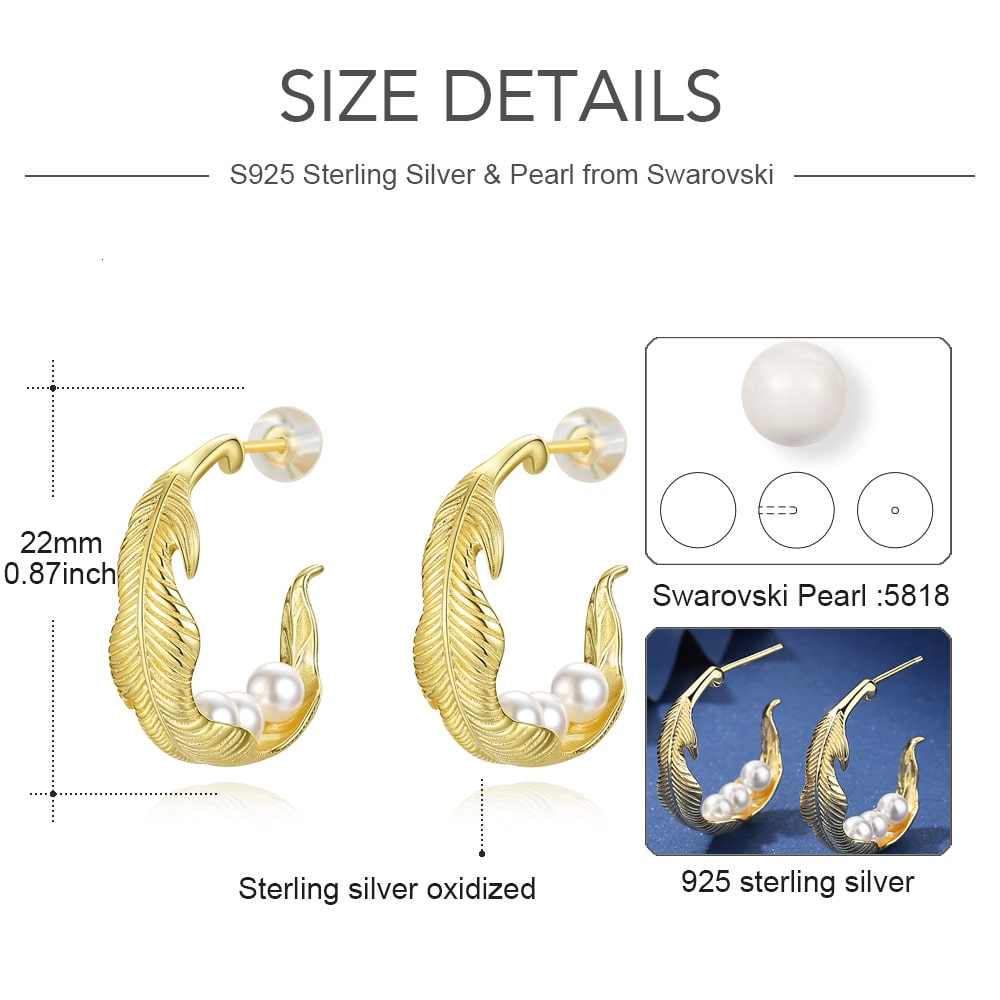 Gold Leaf Pearl Drop Earrings Jewelry - Dangle earrings - Taanaa Jewelry