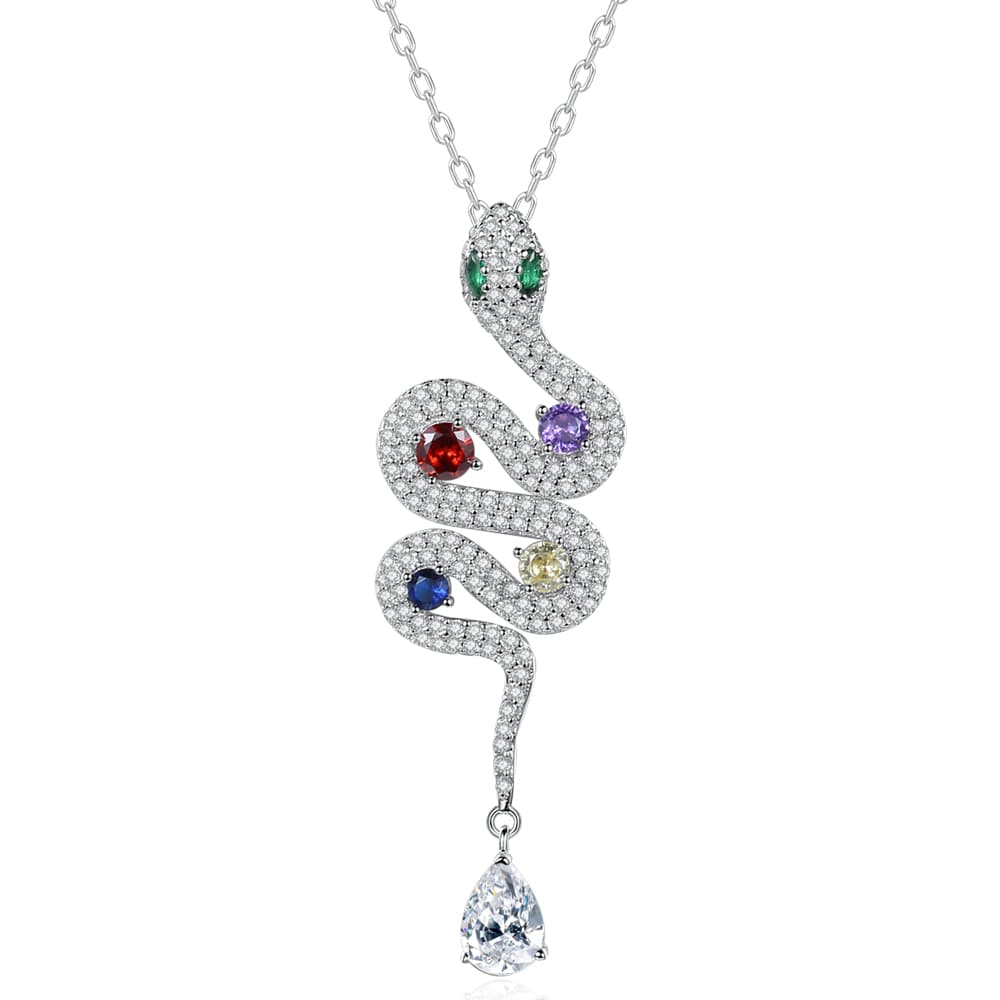 Luxurious Snake Pendant Necklace Women Sterling Silver Jewelry - Pendant Necklace - Taanaa Jewelry