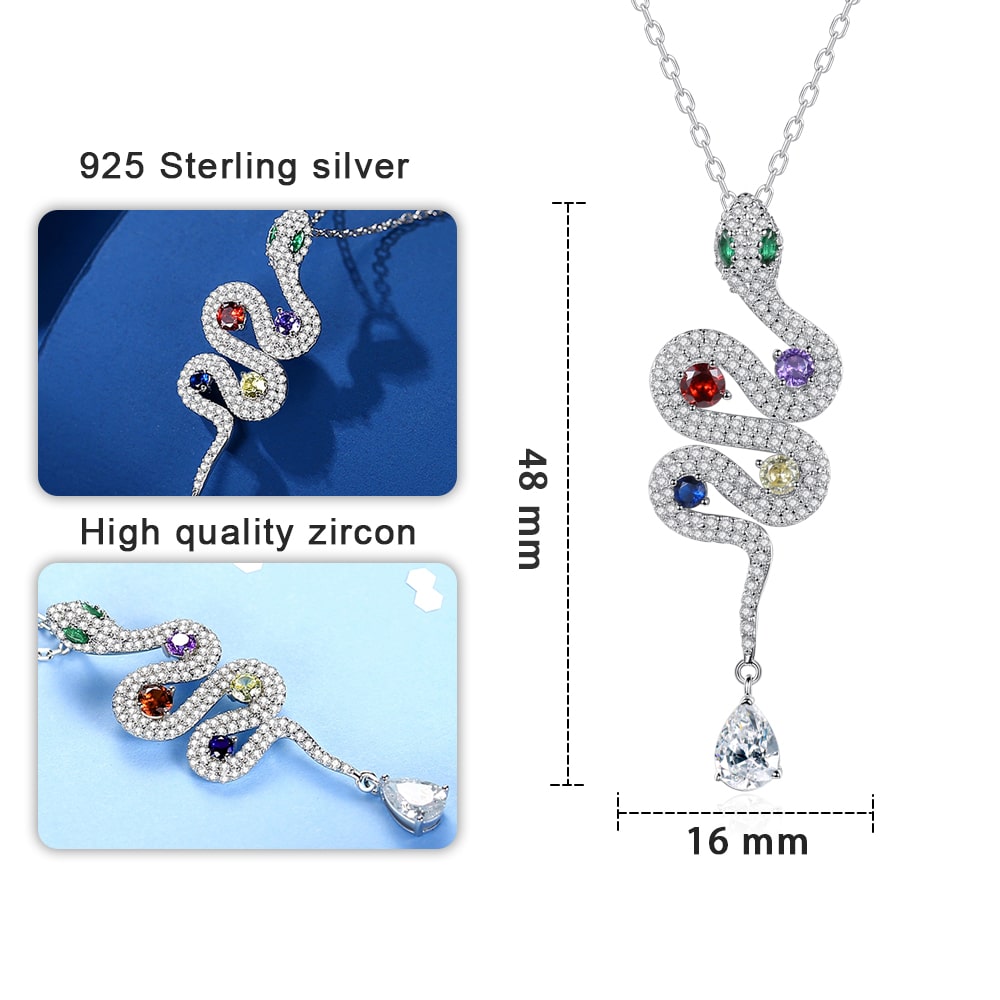 Luxurious Snake Pendant Necklace Women Sterling Silver Jewelry - Pendant Necklace - Taanaa Jewelry
