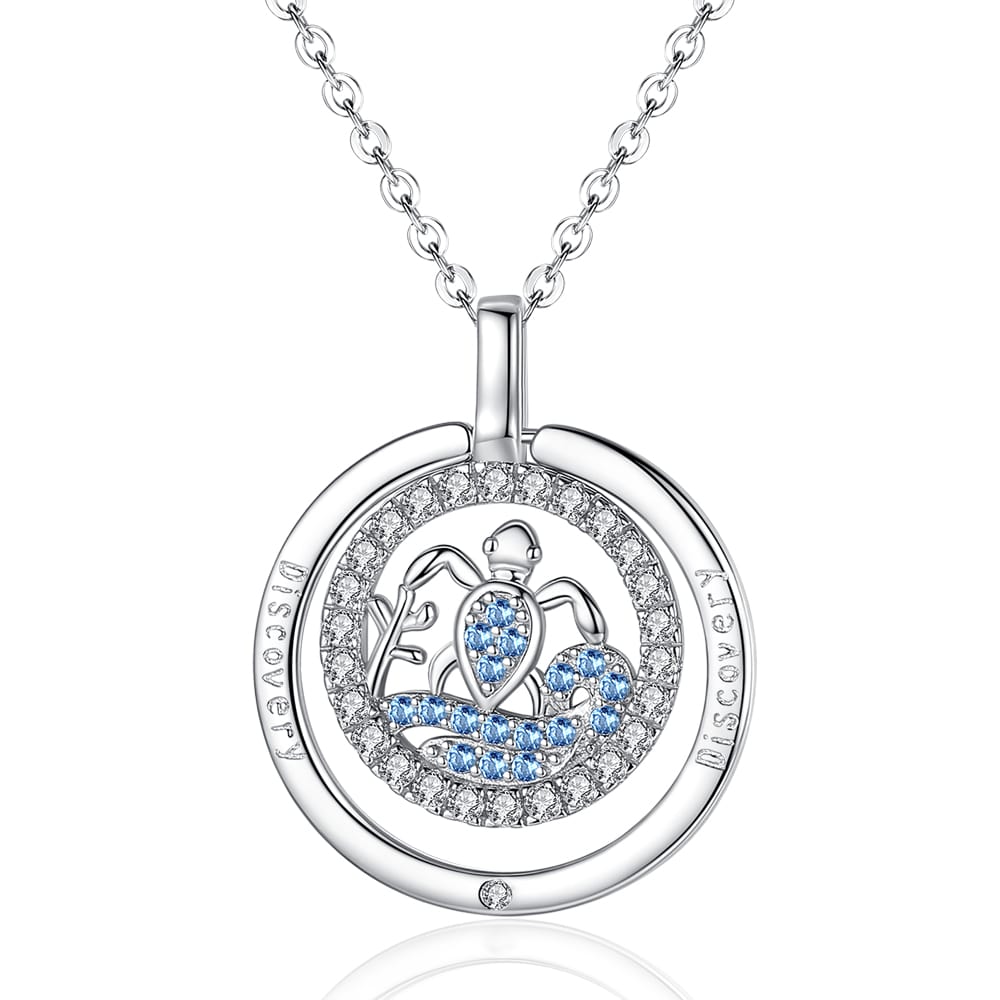 ‘Discover’ Cute Sea Turtle Necklace Sterling Silver Jewelry - Pendant Necklace - Taanaa Jewelry